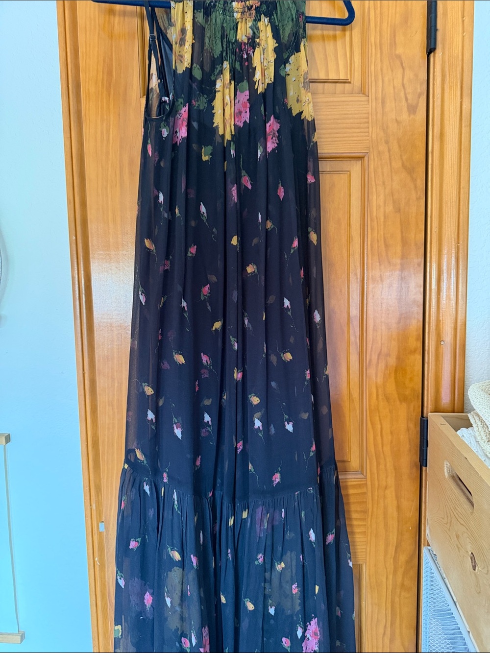 Sundance Floral Maxi Dress in Black with Pink & Yellow Prints